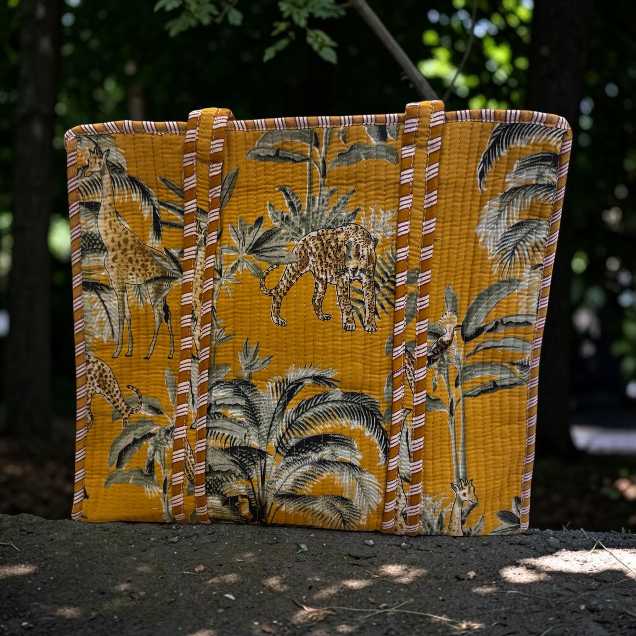Rose & Rang 18 inch block print tote bag